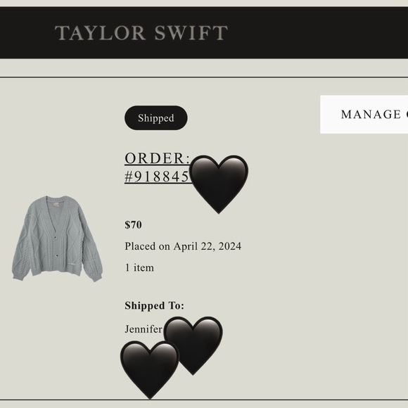 *Authentic* BNIB Taylor Swift Tortured Poets Department TTPD Gray Cardigan XS/SM - Picture 8 of 8